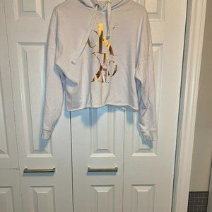 Cropped white and gold Calvin Klein hoodie